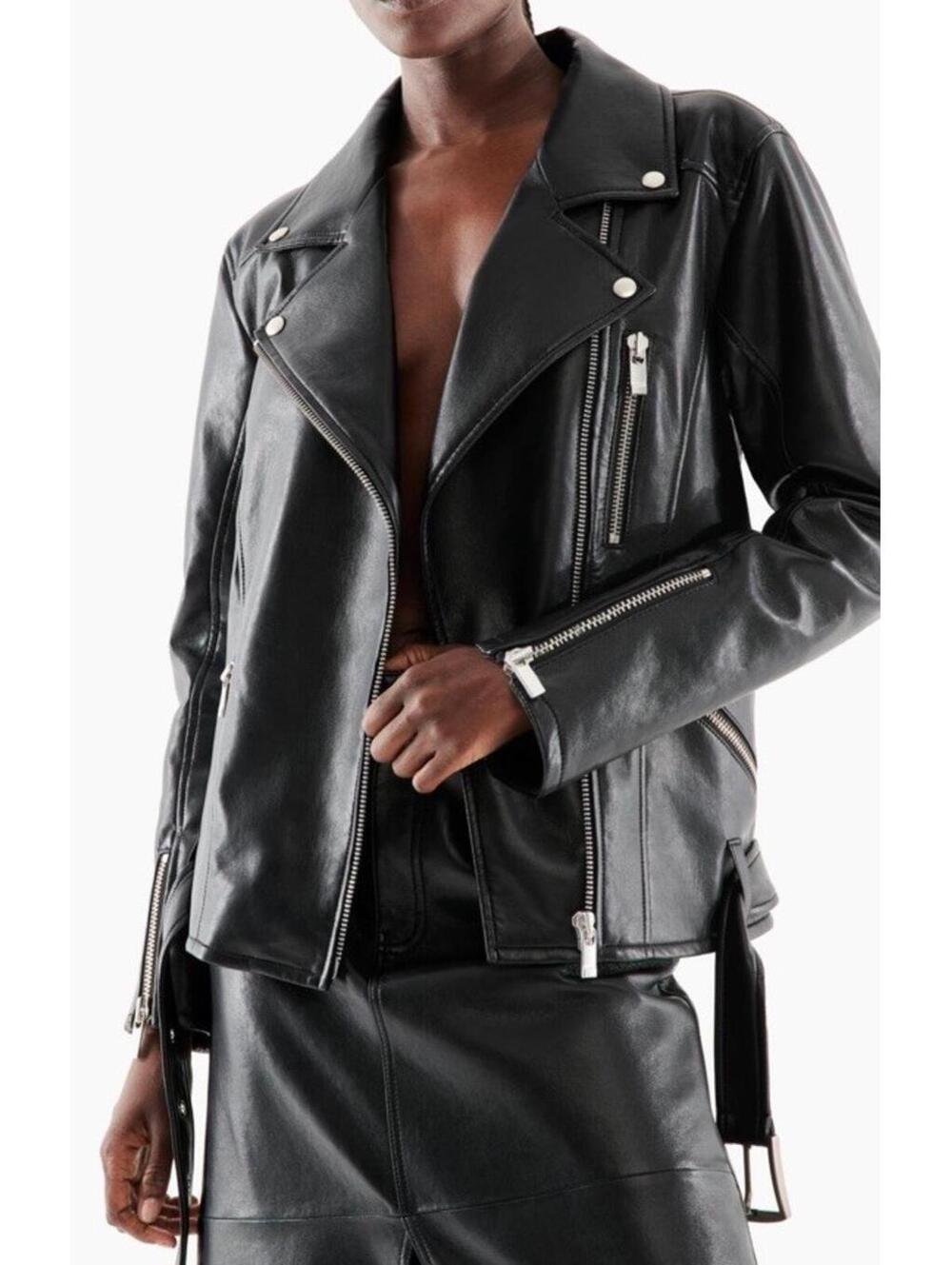 $850 AS by DF Brando Recycled Leather Boyfriend Jacket Size Small - Picture 2 of 10